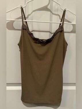 The Limited Olive Brown Ruffle-Trim Camisole